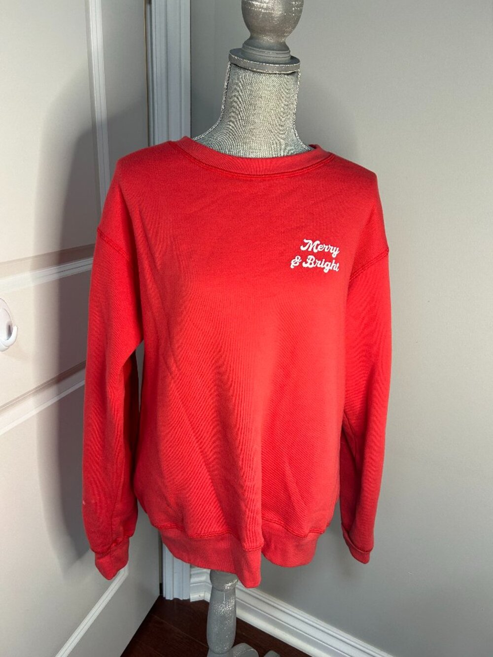 Project Social T Merry & Bright Reversible Sweatshirt Candy Red Size M EUC - Picture 2 of 3